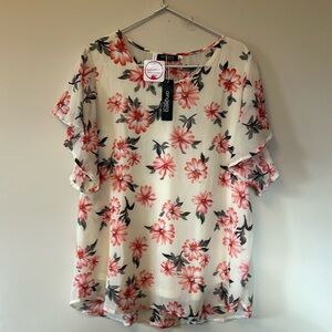 Floral Blouse by George in Cream and Pink